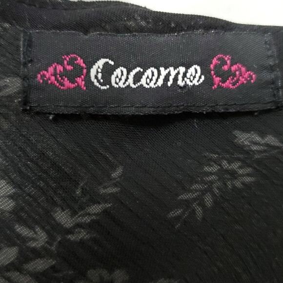 Cacama | Floral Sheer Tie Waist Blouse - Picture 7 of 7